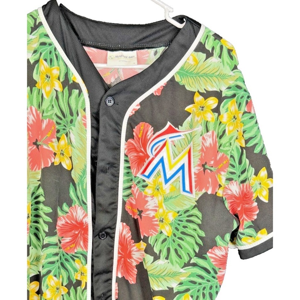 Miami Marlins Match-Up Baseball Jersey XL Dominican Republic Tropical Floral MLB